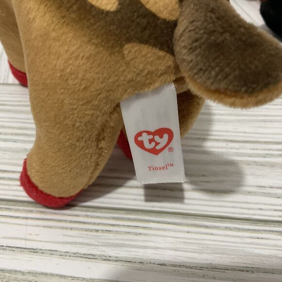 TY 3~Holiday Beanie Baby Christmas Peppermint , Tinsel and Santa - Picture 5 of 6